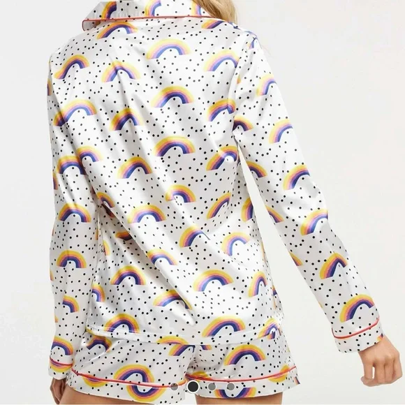 Satin Rainbow Polka Dot Pajama Set - Picture 2 of 4